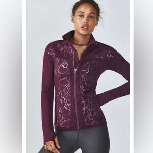 Fabletics Size M Track/Workout Jacket with beautiful rose pattern